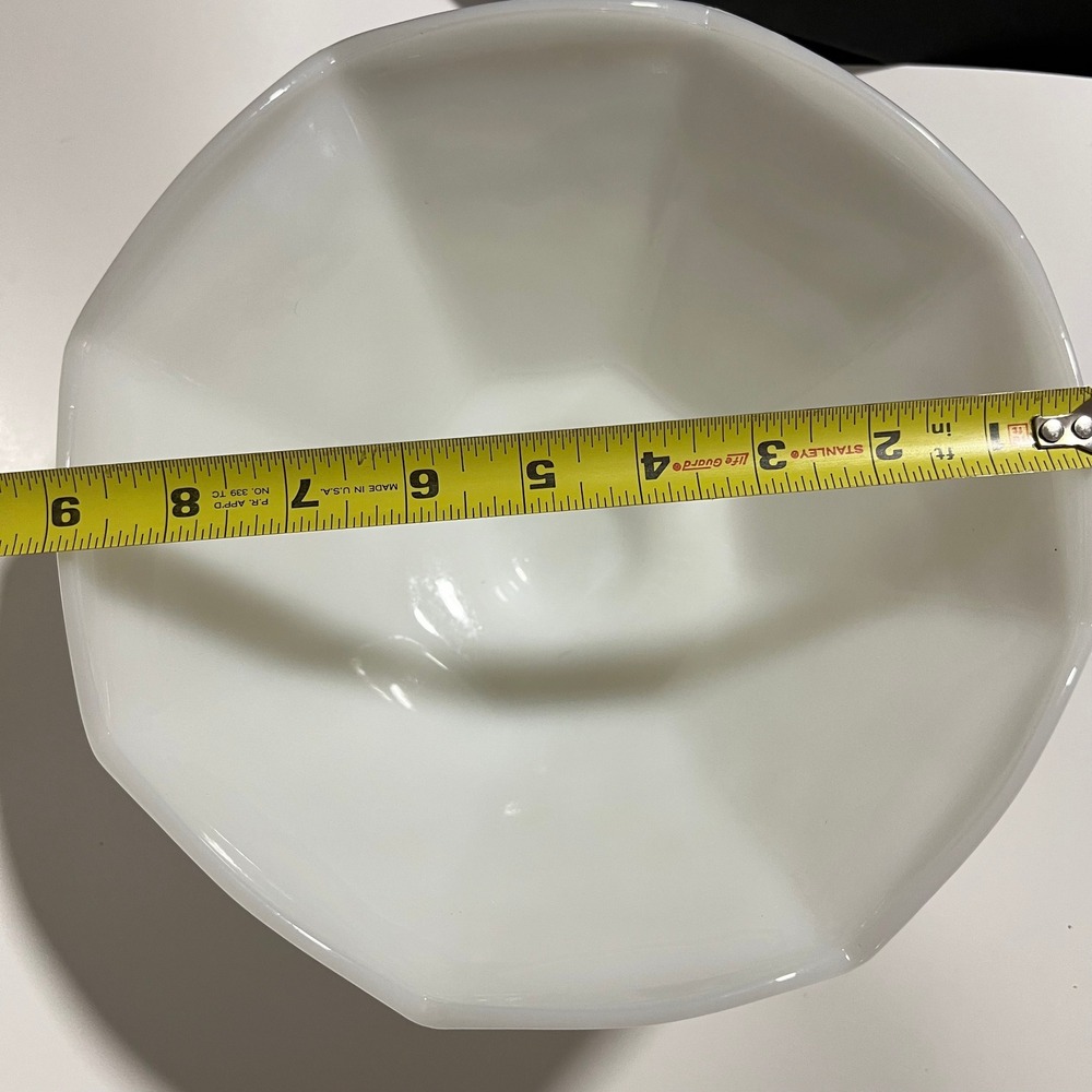 Vintage Milk Glass Paneled Grape Footed Bowl Scalloped Pedestal 8.5 Inch - Picture 2 of 9